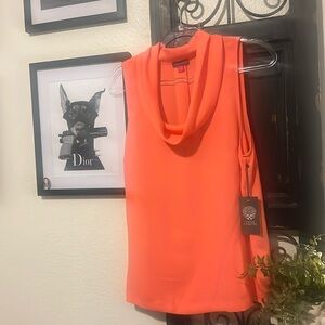 NWT Vincent Camuto Sunset Coral Cowl Neck Blouse